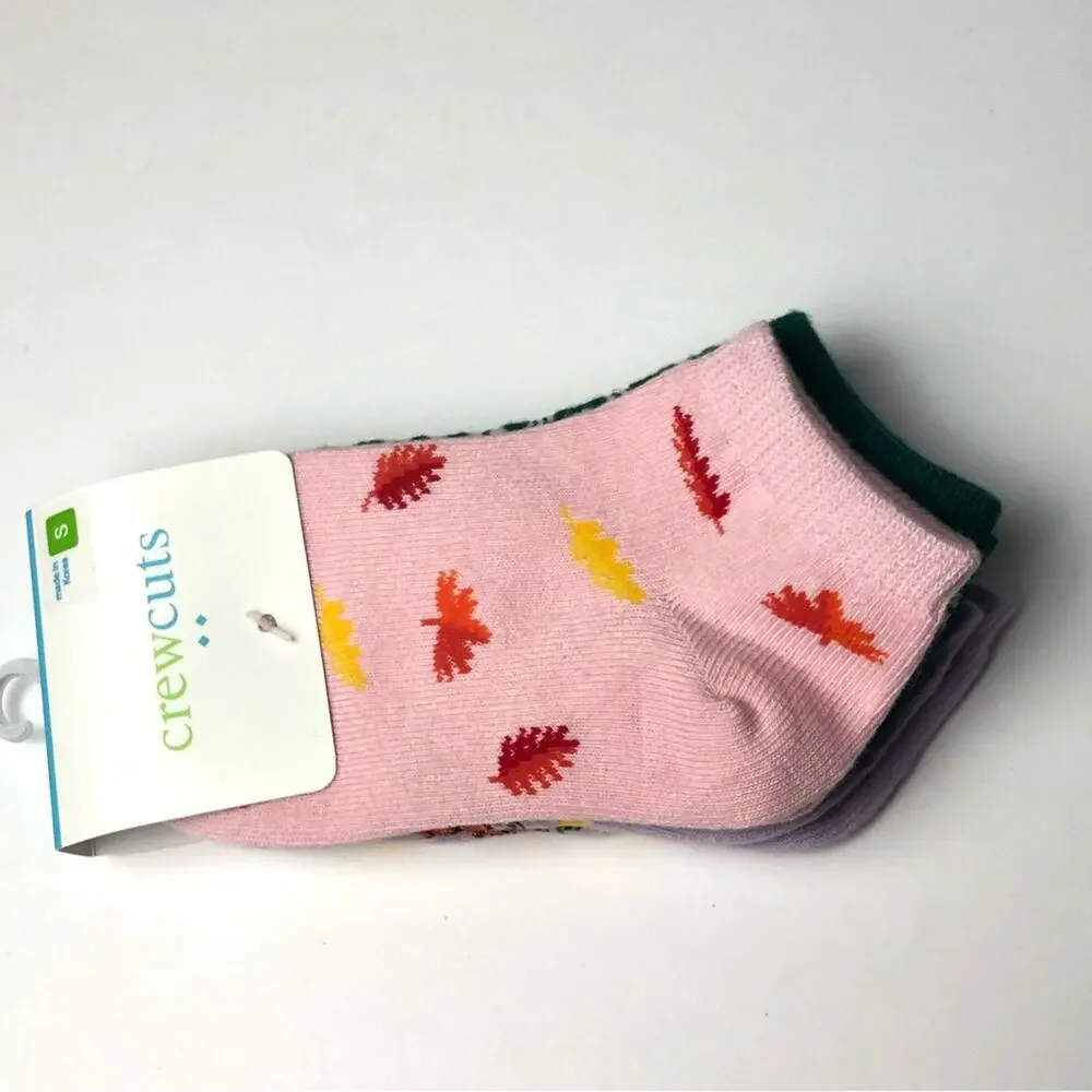 Crewcuts Girl's Fall Theme Multi- Print Socks Three Pairs  Sz S NWT